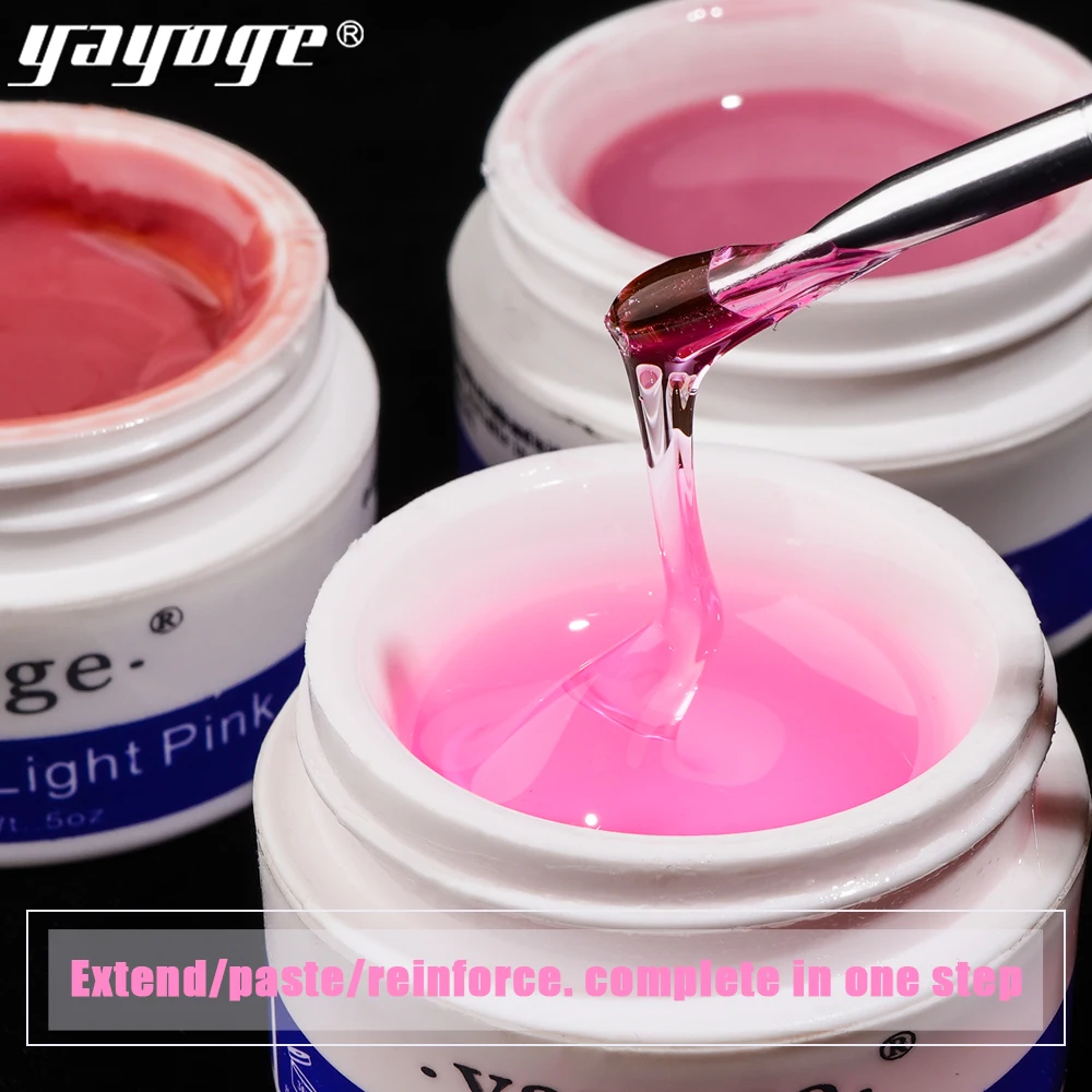 

builder gel nail polish varnish led uv gel for nail extensions long hard gel lacquer manicure YAYOGE 14g pink Strong false tips