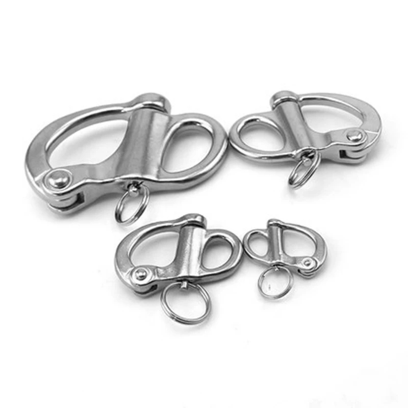 

2pcs 52mm Multifunctional Stainless Steel Spring Carabiner Fixed Bail Snap Shackle Outdoor Living Quick Link Carabiner Clip