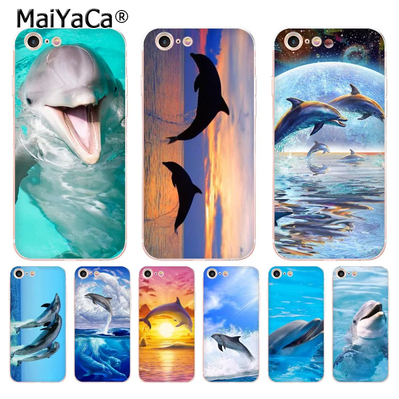 

MaiYaCa Dolphin Animal in ocean transparent soft tpu phone case cover for iPhone 8 7 6 6S Plus X 5 5S SE 5C case Cover