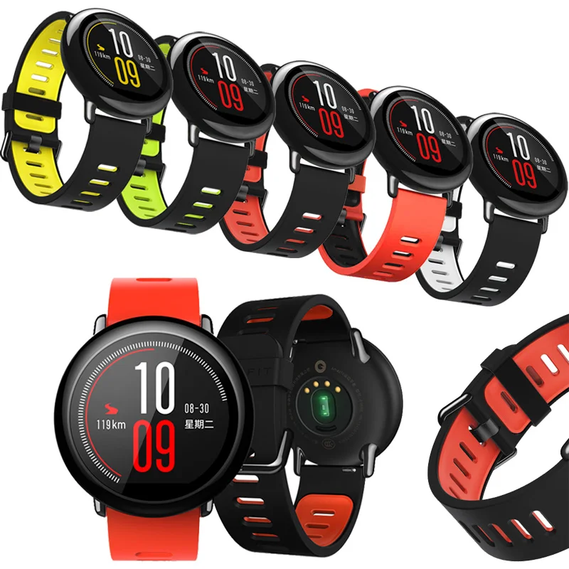 22 мм спортивные силиконовые часы ремешок для Xiaomi Huami Amazfit Stratos 2 pace умные часы сменный ремешок Smartwatch