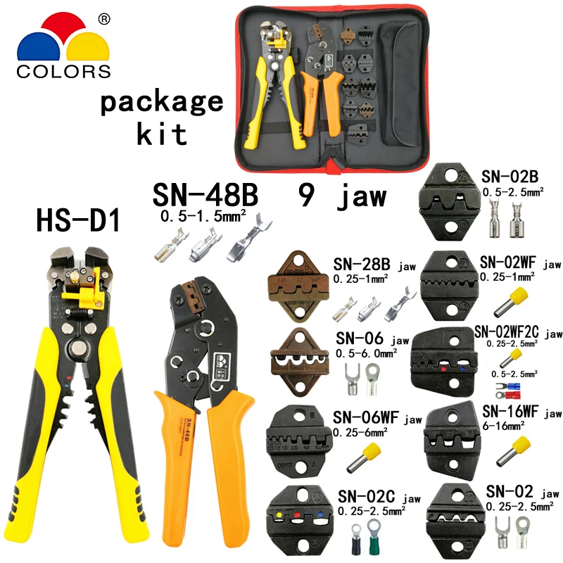 

Kit stripping cutting wire pliers Y1 suit tools SN-48B 0.5-2.5mm2 pliers 9 jaw for plug/tube/insulation terminal brand tools