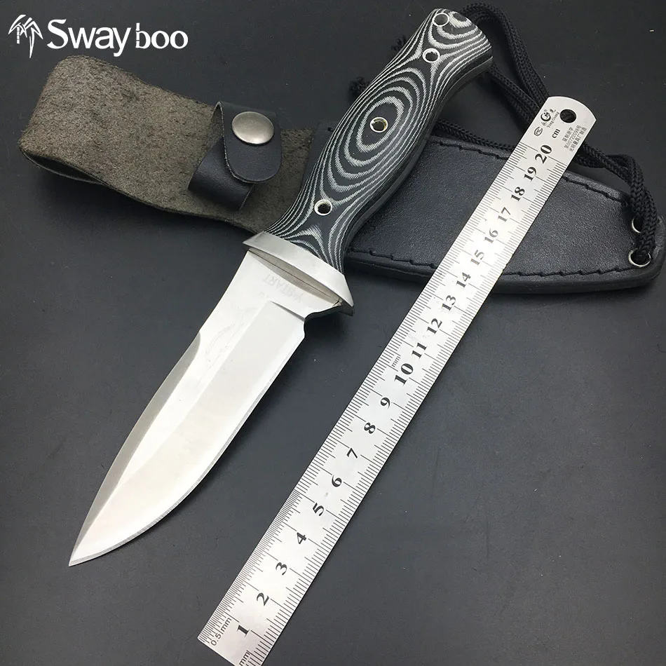 Swayboo sharp steel hunting knife Mikta handle tactical straight knife fixed hunting knife with