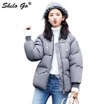

Back Shining Embroidery women O Neck baseball jacket parkas Winter Casual warm coat thicken bomber outwear female XL