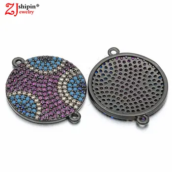 

ZJSHIPIN color zircon CZ micro-inlaid charm jewelry accessories connector suitable for DIY jewelry production