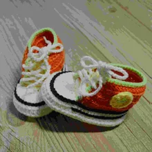 QYFLYXUEQYFLYXUE-, вязаная крючком Детская спортивная обувь ручной работы, вязаные детские пинетки, хлопок, 0-12 м, реквизит для фотосессии