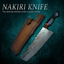 FZIZUO 8 дюймов VG10 Дамасские стальные ножи накири с черной ручкой японский нож шеф-повара китайский нож овощные ножи кухонные столовые приборы