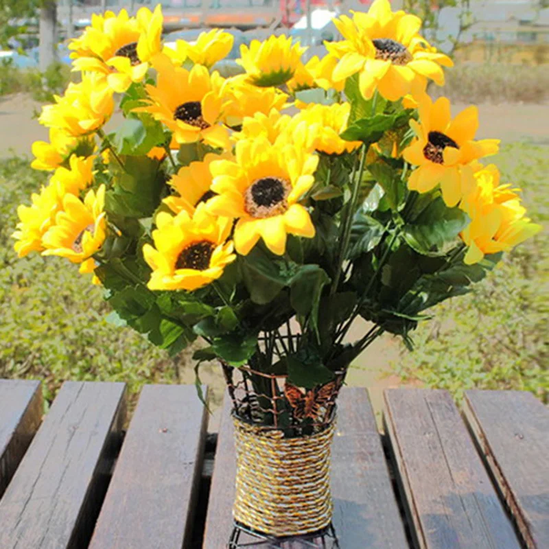 

1PCS 30cm Rustic Artificial Flower Sunflower Decor for Home Table Wedding Flower Plastic Daisy Fake Plants Sztuczne Kwiaty
