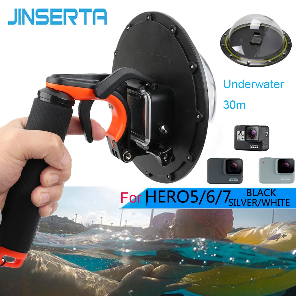 JINSERTA 30 м водонепроницаемый купол порт чехол Корпус Набор для GoPro Hero 7 черный/белый/серебристый 6 5 триггер купол крышка стрельба аксессуар