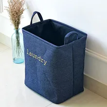 Large Laundry Basket Denim Fabric 40*36*26 cm Thicken Foldable Storage Basket For Toy Organizer Hanging Storage Bucket
