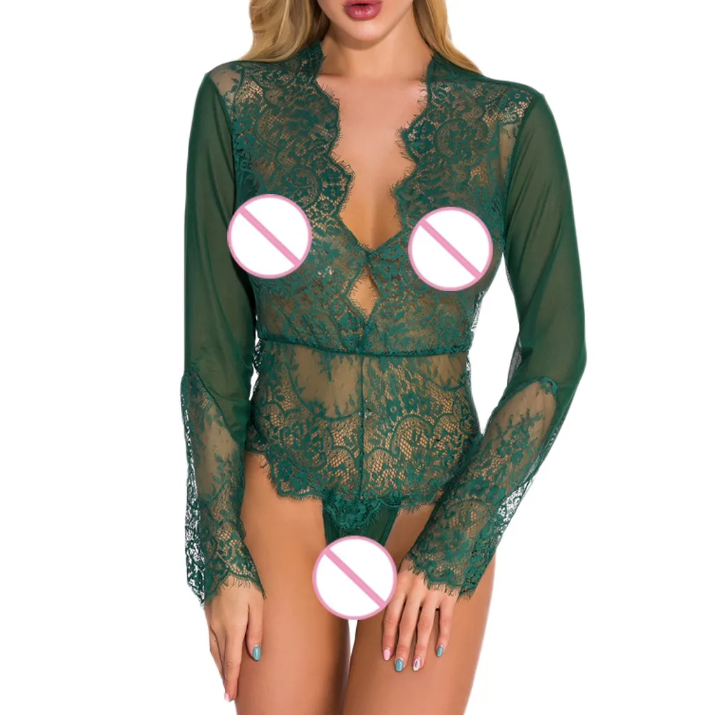 Buitifo женский кружевной Цельный боди Babydoll Мини Тедди V шеи ночное женское белье комбинезон-Пижама Нижнее белье Z611