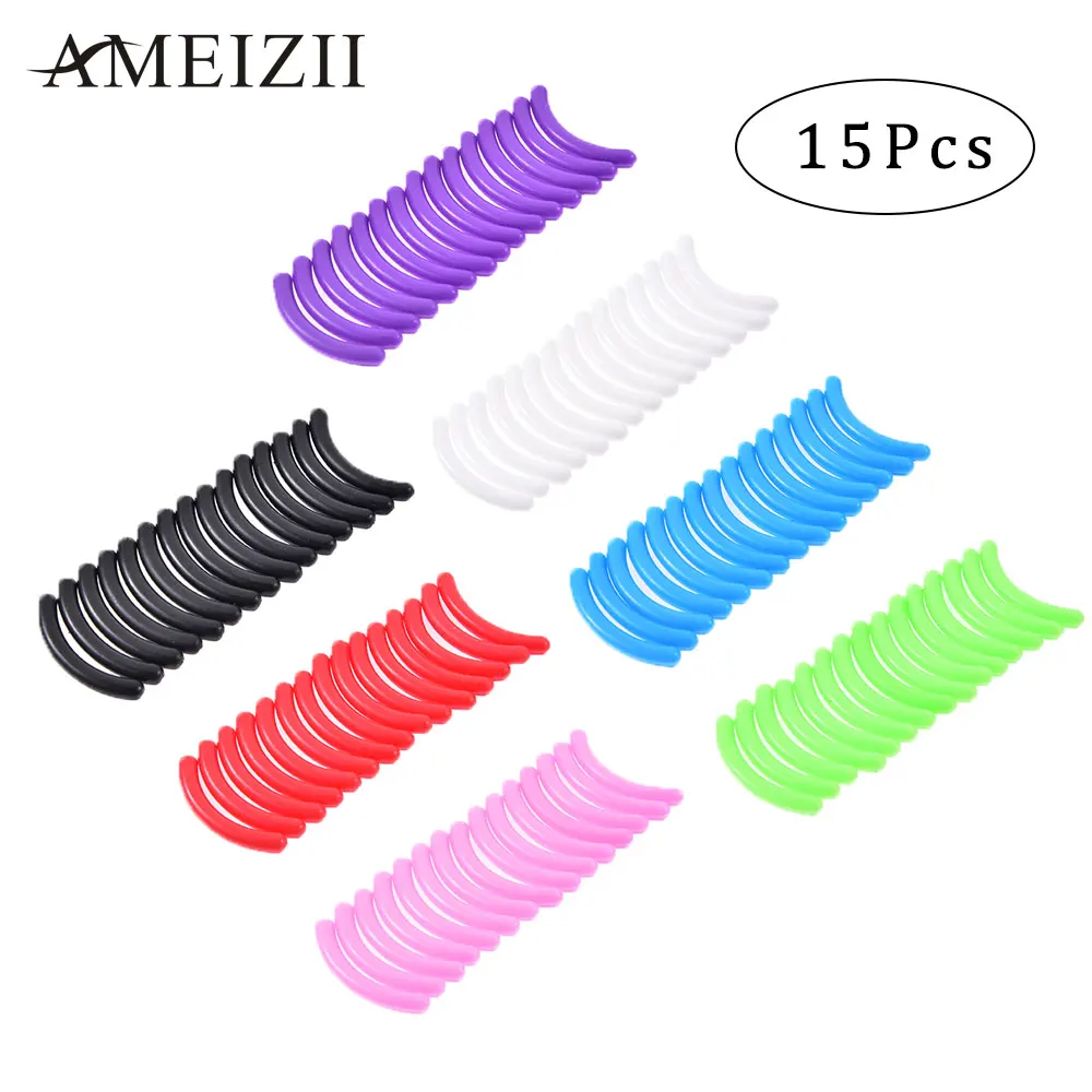 AMEIZII 15 шт./лот, пластиковые накладки для завивки ресниц, сменные накладки, универсальный тип, щипцы для завивки, высокоэластичная резиновая накладка, инструмент для макияжа лица