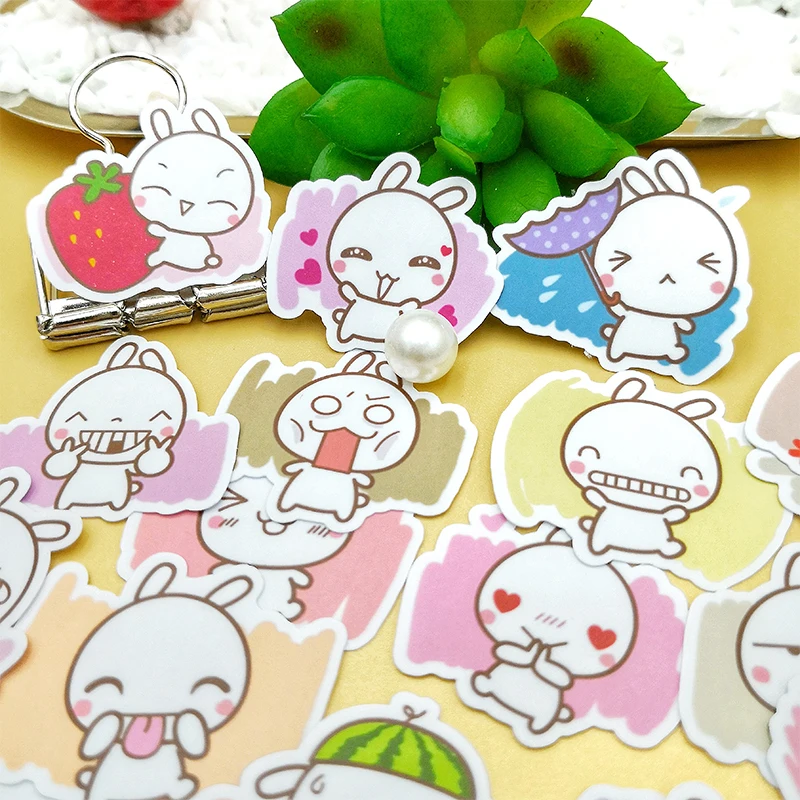 

20/40pcs Cute Sweet Rabbit Small Animal Cartoon Sticker Notebook Scooter Wall DIY Mobile Phone Waterproof Sticker
