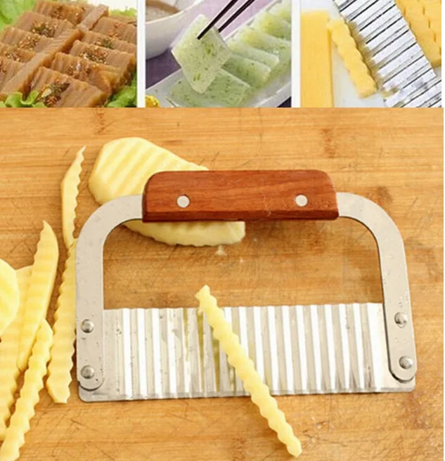 HMROVOOM Stainless steel potato wave knife potato chip cut flower knife creative corrugated kitchen tool