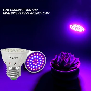 

E27 E14 MR16 GU10 B22 220V-240V LED Plant Grow Light Bulb Phyto Lamp For Indoor Garden Plants Flower Hydroponics Grow Tent Box