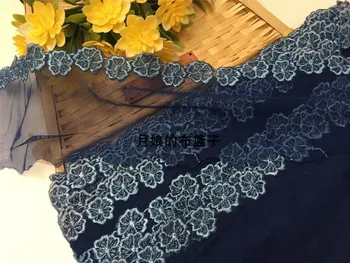 

High-grade delicate embroidery mesh lace accessories Royal blue embroidery lace accessories diy 8.5 cm wide