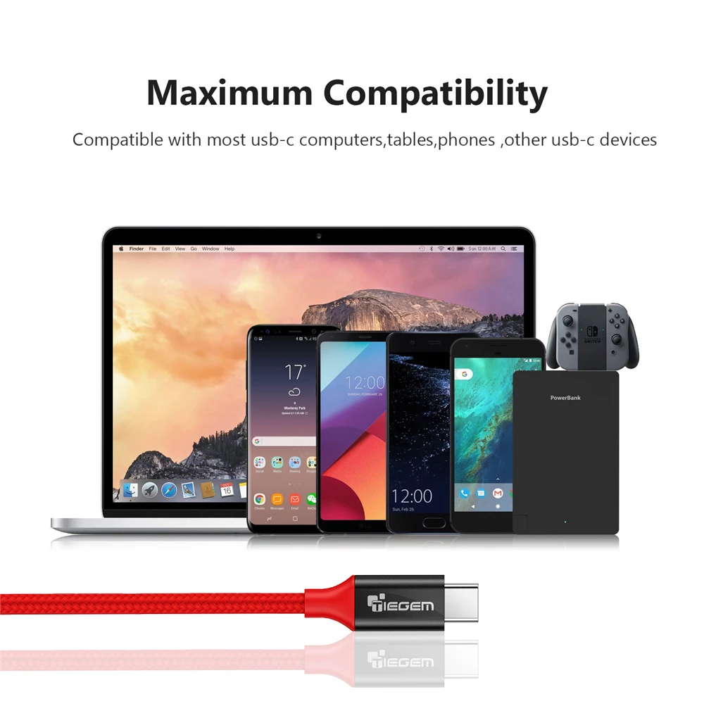 Tiegem Fast Charging USB 2.0 Type C Cable USB C To C Charging and Sync Cable, Standard , USB-C 3.3ft Cable for New MacBook Tiegem Fast Charging USB 2.0 Type C Cable USB C To C Charging and Sync Cable, Standard , USB-C 3.3ft Cable for New MacBook