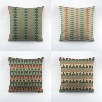 

new style geometric Pattern Printed linen Cushion Cover Green Pink Doggy With Headphone Design Pillow Case