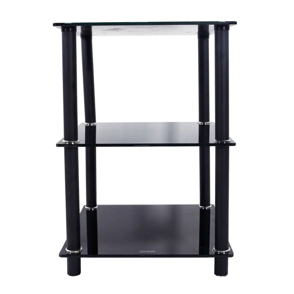 3 Tiers Tempered Glass Side Table Rectangle End Table Black Dropshipping