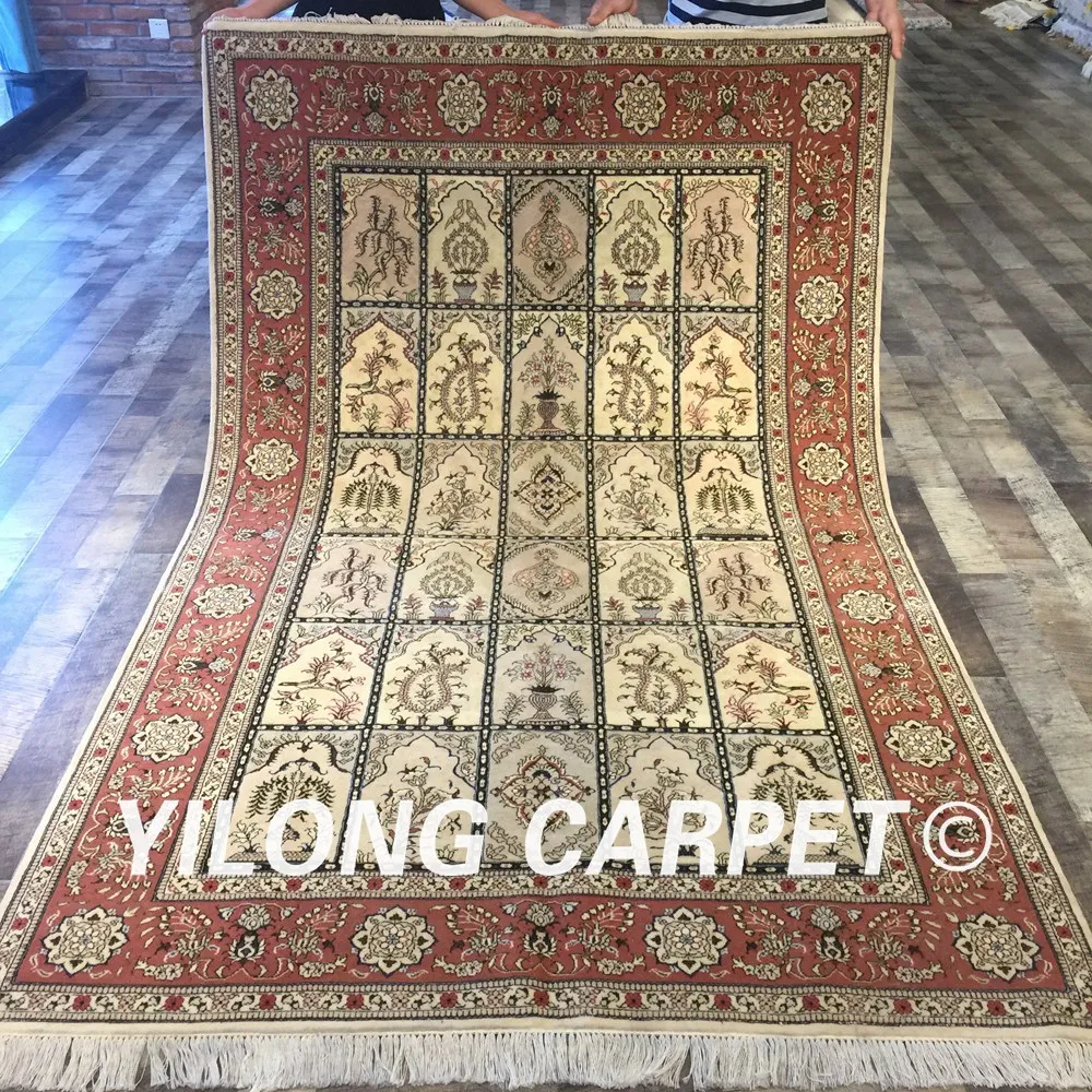 

Yilong 5'x8' Oriental living room decorative wool carpet garden design wool rugs (WY2021S5x8)