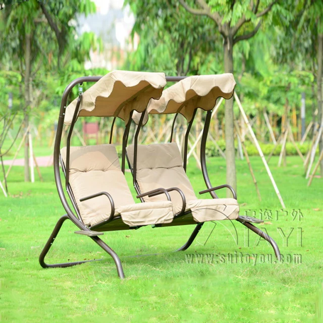 Love Seats Durable Iron Garden Swing Chair Hammock Outdoor Furniture Love seats durable iron garden swing chair hammock outdoor furniture sling cover bench khaki - Love Seats Durable Iron Garden Swing Chair Hammock Outdoor Furniture