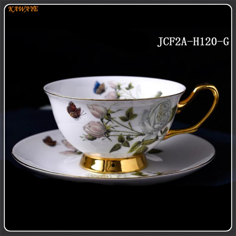 1 набор, креативная кофейная чашка с ручной росписью цветами, европейский стиль, керамическая молочная чашка, керамическая кофейная чашка с блюдцем 5ZDZ483 - Цвет: H120-G