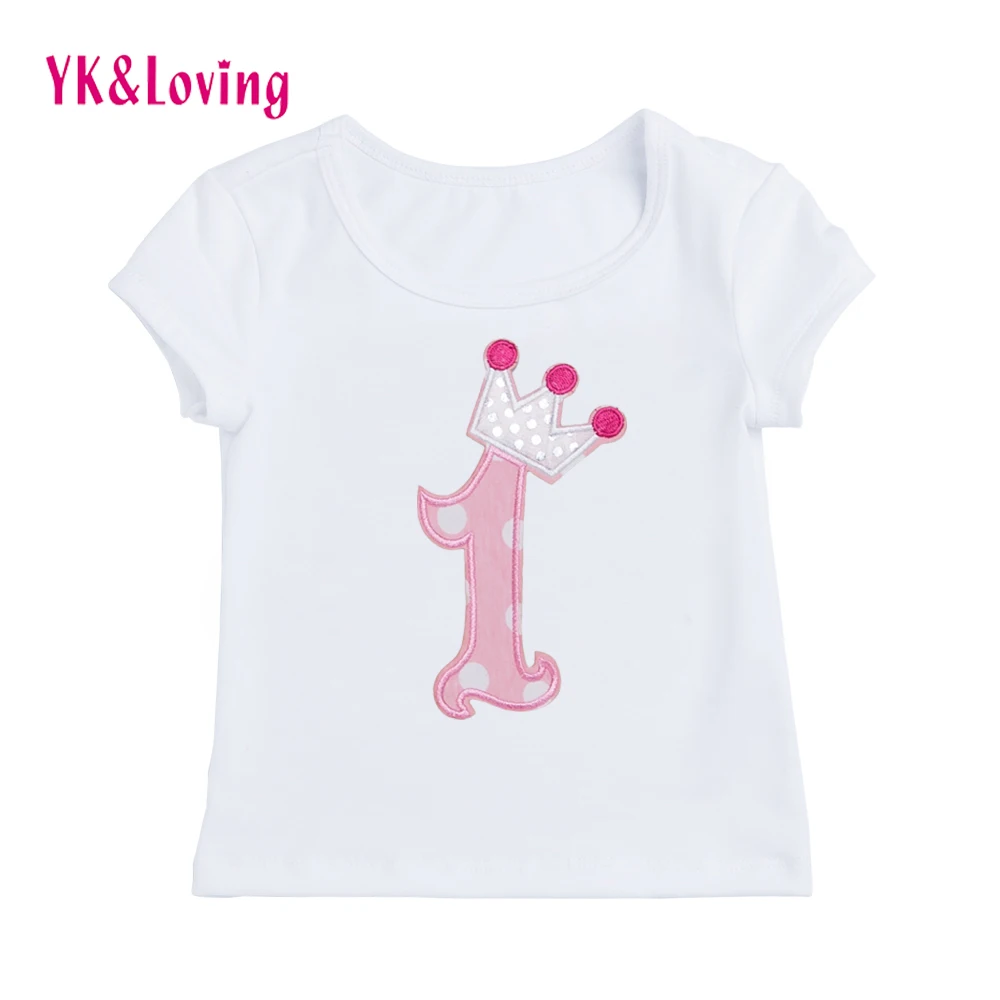 

New Girls tshirt cotton Short Sleeve Birthday T-shirt Hot Sale Children Tops Birthday Gift Baby Girl Infant 2017 summer style