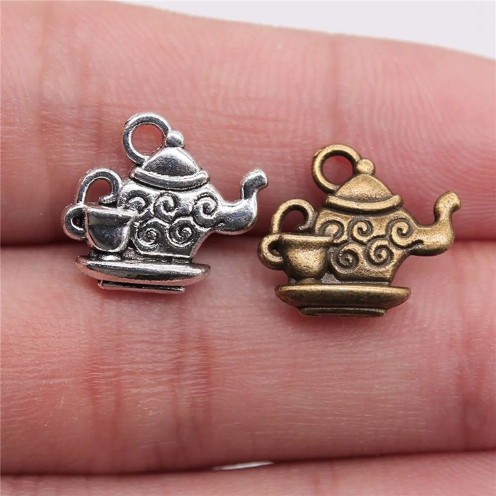 DanLingJewelry 50Pcs 10 Styles Tibetan Coffee Charms Teapot Tea Cup