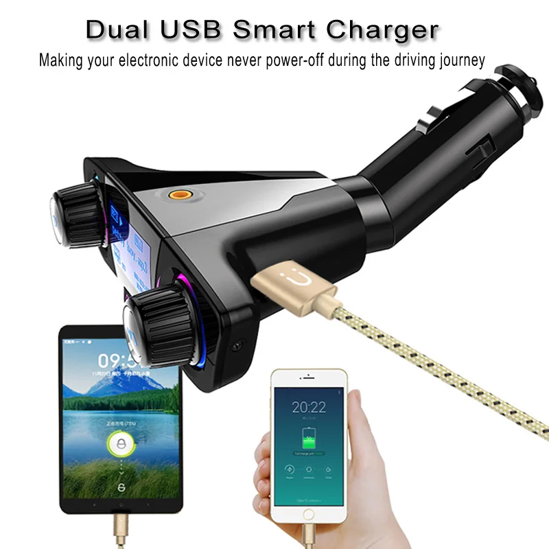 JINSERTA Power ON OFF Bluetooth 4.0 FM Transmitter Modulator Handsfree Car Kit TF USB Music AUX Audio MP3 Player