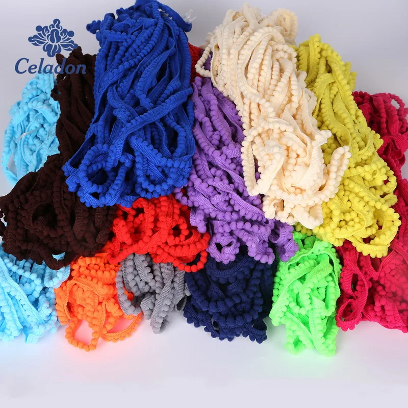 5Yard Pom Pom Trim Ball 10mm Pearl Fringe Ribbon Sewing Craft Accessories