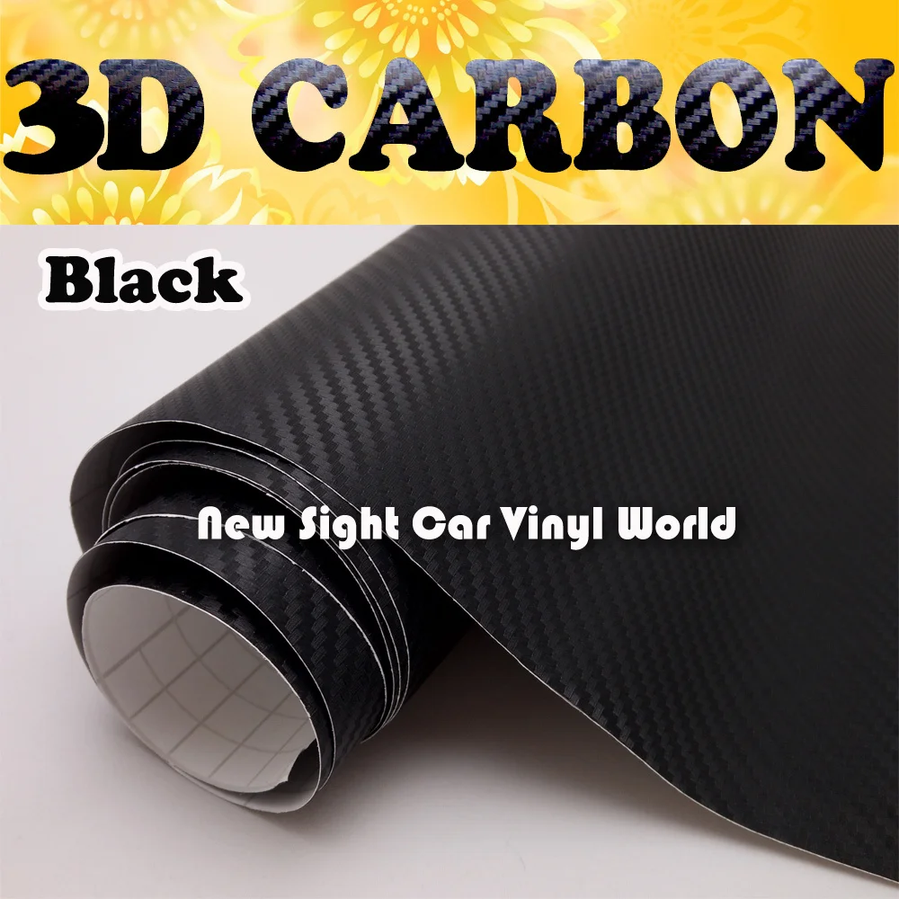 Черная Виниловая пленка из углеродного волокна для автомобиля, без пузырьков, Размер: 1,52*30 м/рулон