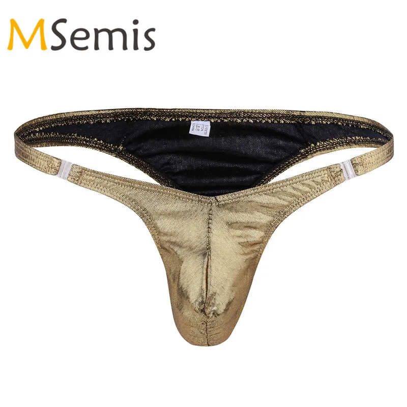 

Swimwear Mens Swimsuit Gay Underwear Sexy Lingerie Shiny Low Rise Ruched Pouch G-string Thong Bikini Underpants Male Panties