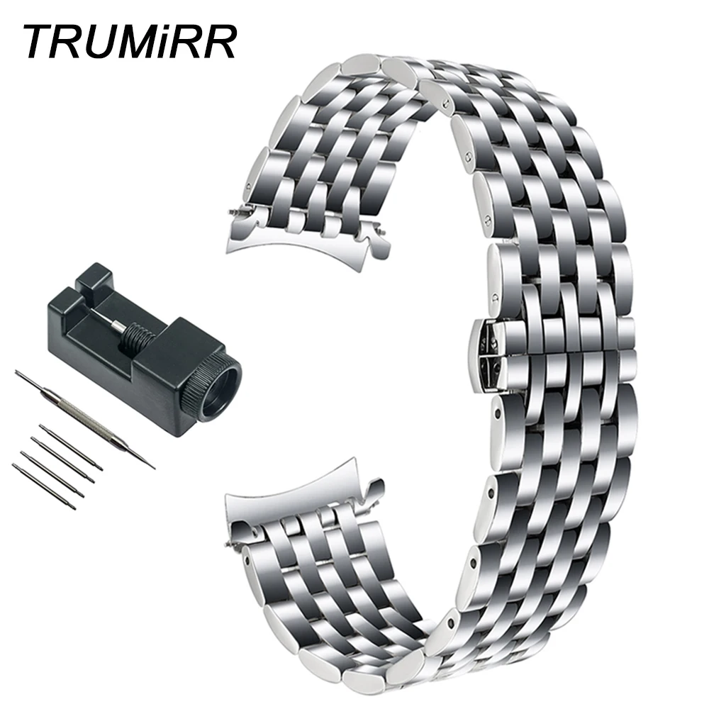 Ремешок для часов из нержавеющей стали с загнутым концом 22 мм+ инструмент для samsung Galaxy Watch 46 мм SM-R800 ремешок на запястье сменный Браслет