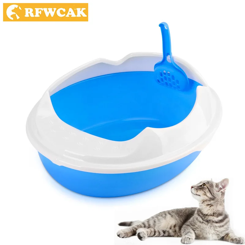 RFWCAK High Edging Detachable Plastic Pet Litter Box Semi closed Anti