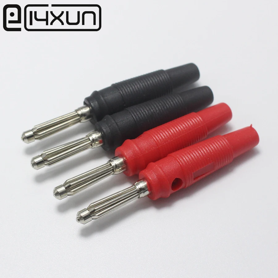 

EClyxun 10Pcs Red and Black 4mm Solderless Side Stackable Banana Plug Connector Copper