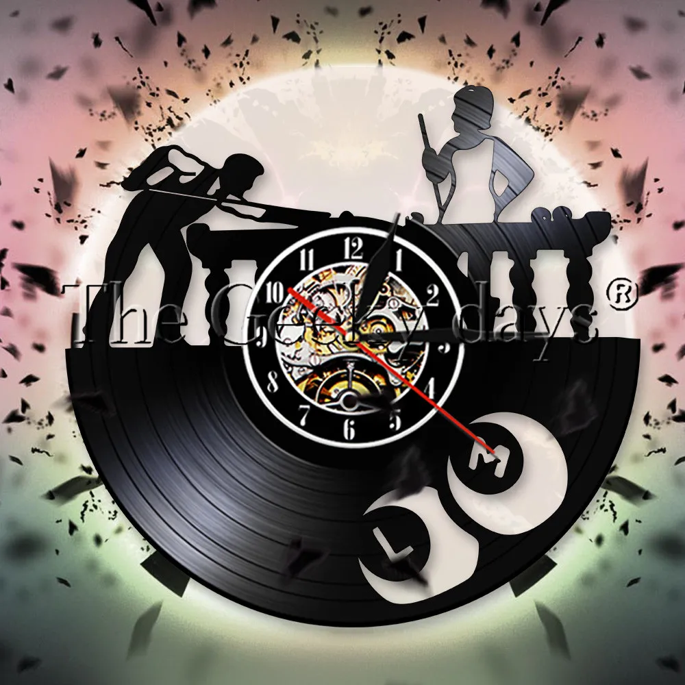 Billiards Ball Pool Vinyl Record Wall Clock Modern Design Pool Table