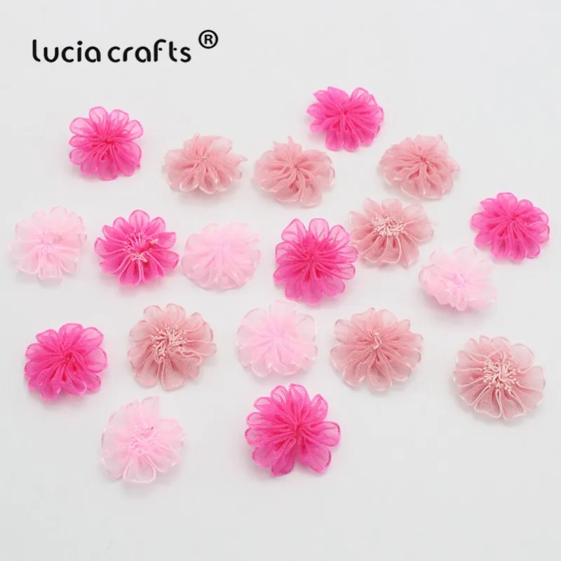 Lucia crafts 24pcs 22mm Organza Bowknot Girls Flower Rosette Bow Headwear Material DIY Garment Sewing Accessories B0905 images - 6