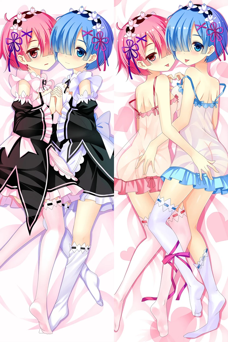 

Japanese Anime Re Zero kara Hajimeru Isekai Seikatsu Ram Rem Dakimakura Pillow Case Cover Hugging Body Female 67015