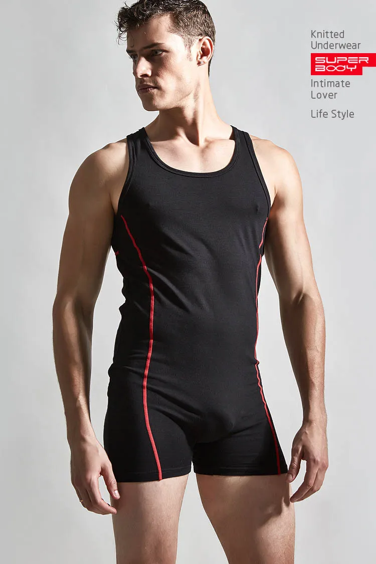 Brand Cotton Sexy Men GYM Sport Undershirt Singlet Yoga Excerise Body Suit Bodywear Unitard Boxer Underwear Man Bodysuit Leotard