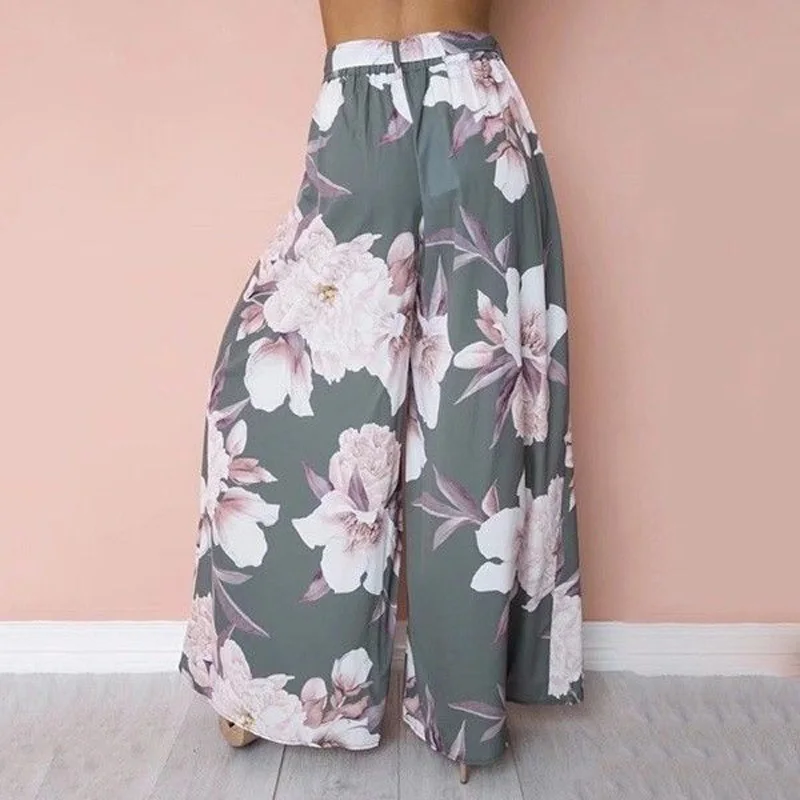 Женская одежда летняя мода Boho печатных свободные брюки Широкие брюки|Брюки |