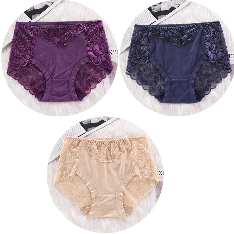 beige purple blue 3 шт./лот, сексуальное кружевное нижнее белье с бантом на спине, модальное женское нижнее белье, дышащие Трусы-стринги, прозрачные трусики HP11 - Цвет: beige purple blue