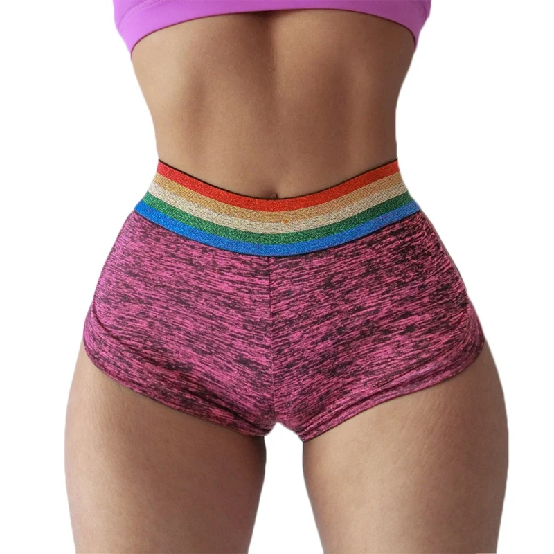 Летние Новые облегающие шорты с радужной талией, эластичные спортивные шорты с высокой талией