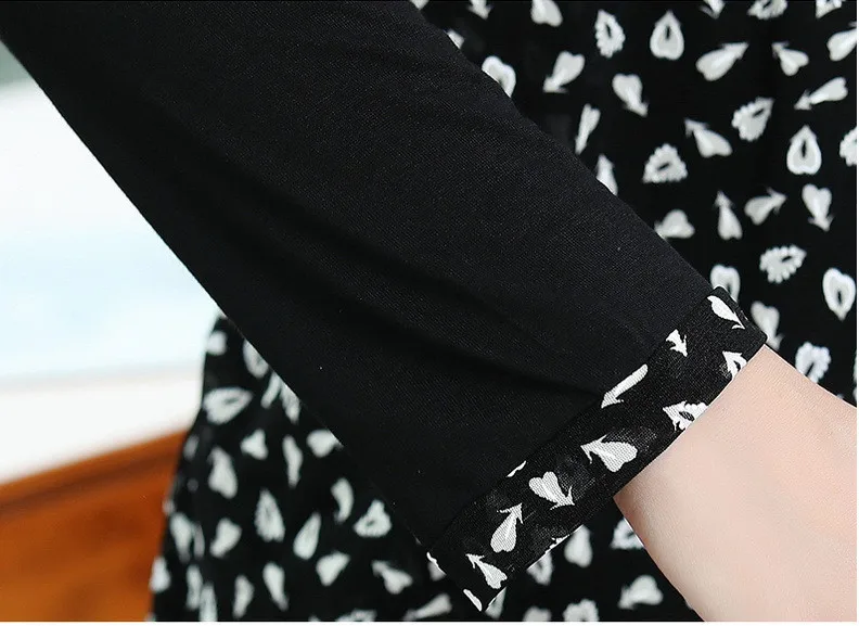 С длинными рукавами; футболки с отложным воротником для женщин рубашка с принтом весна осень эластичные штаны Большие размеры среднего возраста матери Топы пуловеры