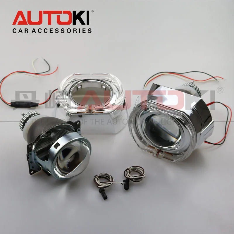 

Free Shipping H4 Projector Lens 3Inch Q5 Koito D2H HID Bi-xenon Projector Lens+ LED DRL light Guide Shroud for Car headligh
