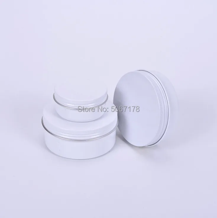 

30pcs 10g 15g 20g 30g 50g 60g 80g Aluminum Jars Empty Cosmetic Makeup Cream Lip Balm Gloss Metal Aluminum Tin Containers White