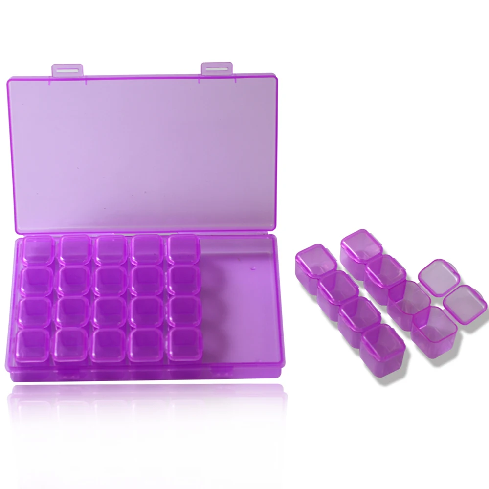 Hot 28 Compartment Empty Plastic Storage Case Rhinestones Dired Flower