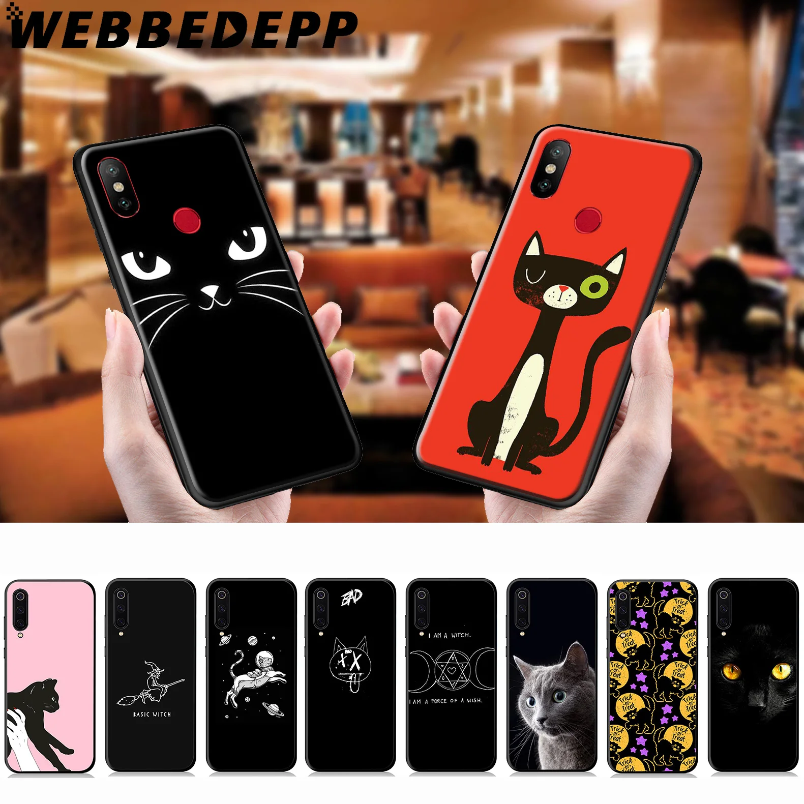 Мягкий чехол WEBBEDEPP Blue Eyes in Black Cat для Xiaomi Mi 9 8 SE 6 A1 A2 Lite MiA1 MiA2 F1 MAX 3 Mi8 POCOPHONE |