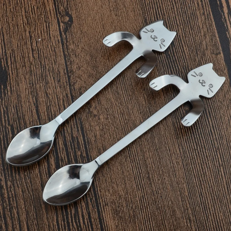 

Stainless Steel Coffee Tea Spoon Mini Cat Long Handle Creative Spoon Drinking Tools Kitchen Gadget Flatware Tableware 1.22