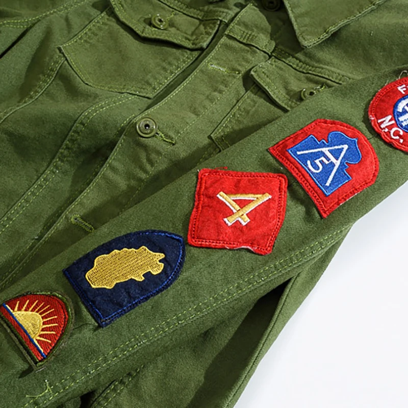 Мужская джинсовая куртка Sokotoo облегающая с нашивками белого или армейского