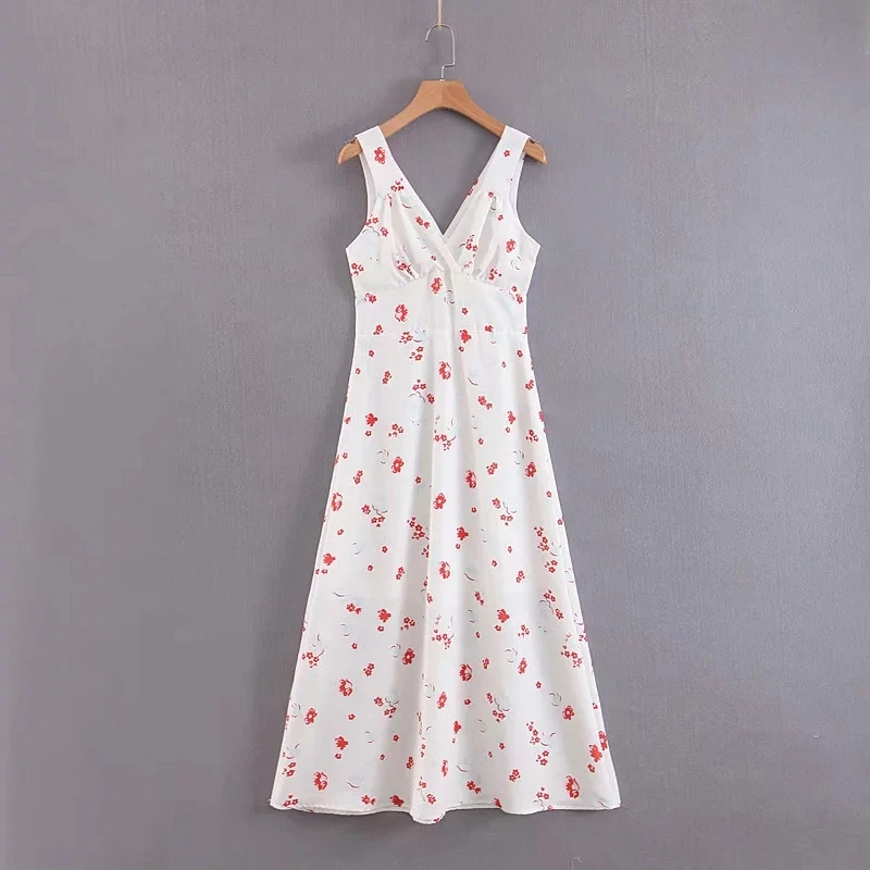 Сексуальное летнее платье без рукавов корейское Бохо vestidos винтажное красное цветочное Макси платье с v-образным вырезом шифоновое белое пляжное платье