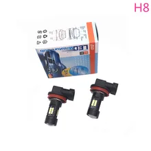 2Pcs H8 LED Bulb Fog Lights 1200LM 6000K 12V 24V White DRL Daytime Running Car Lamp Auto Light Bulbs
